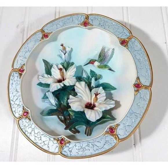 Bradford Exchange Lena Liu Morning Jewels Rose Colored Dawn Hummindbird … - Picture 5 of 7